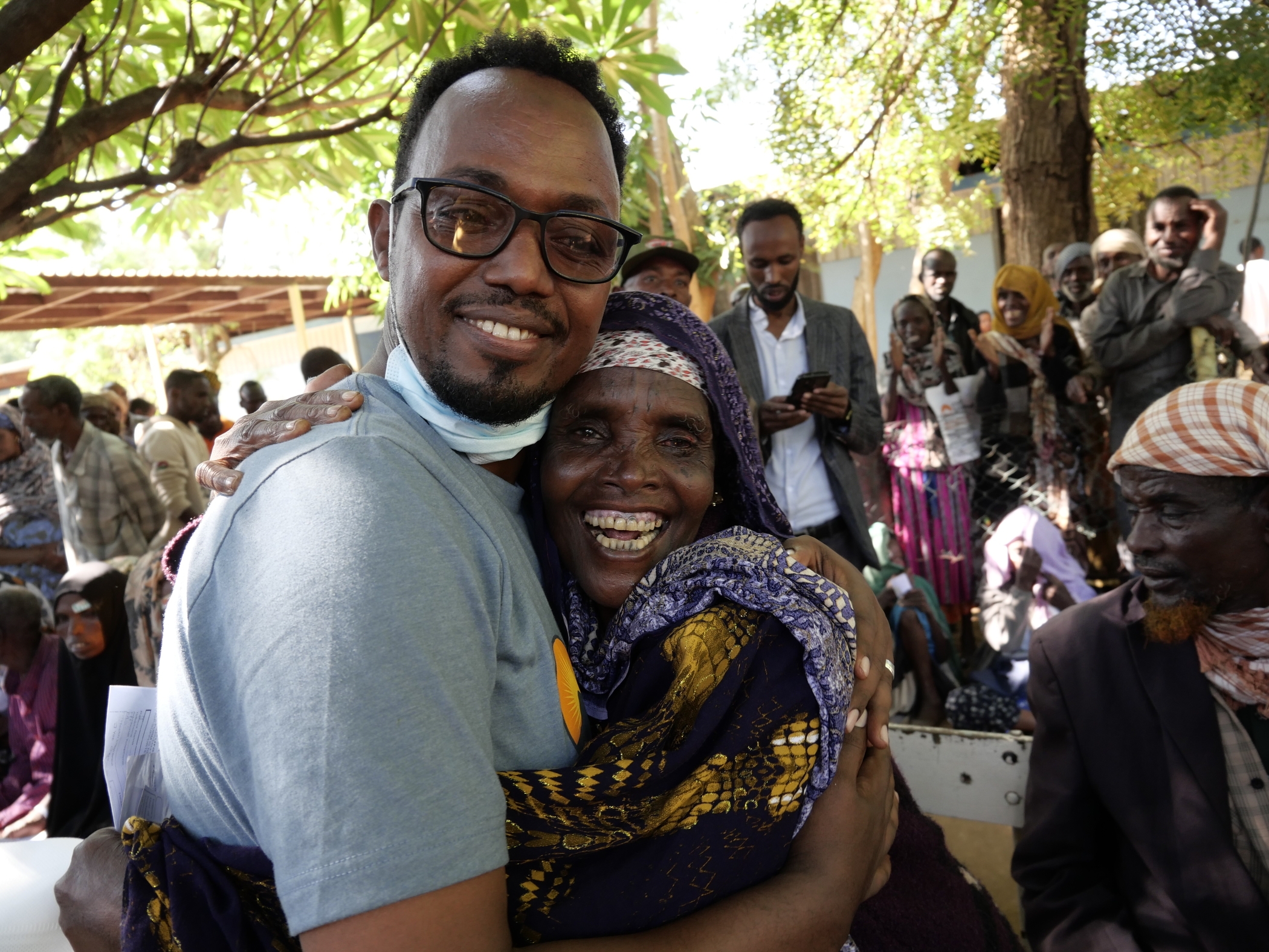 Ophthalmic Nurse Ezedin hugs grateful patient
