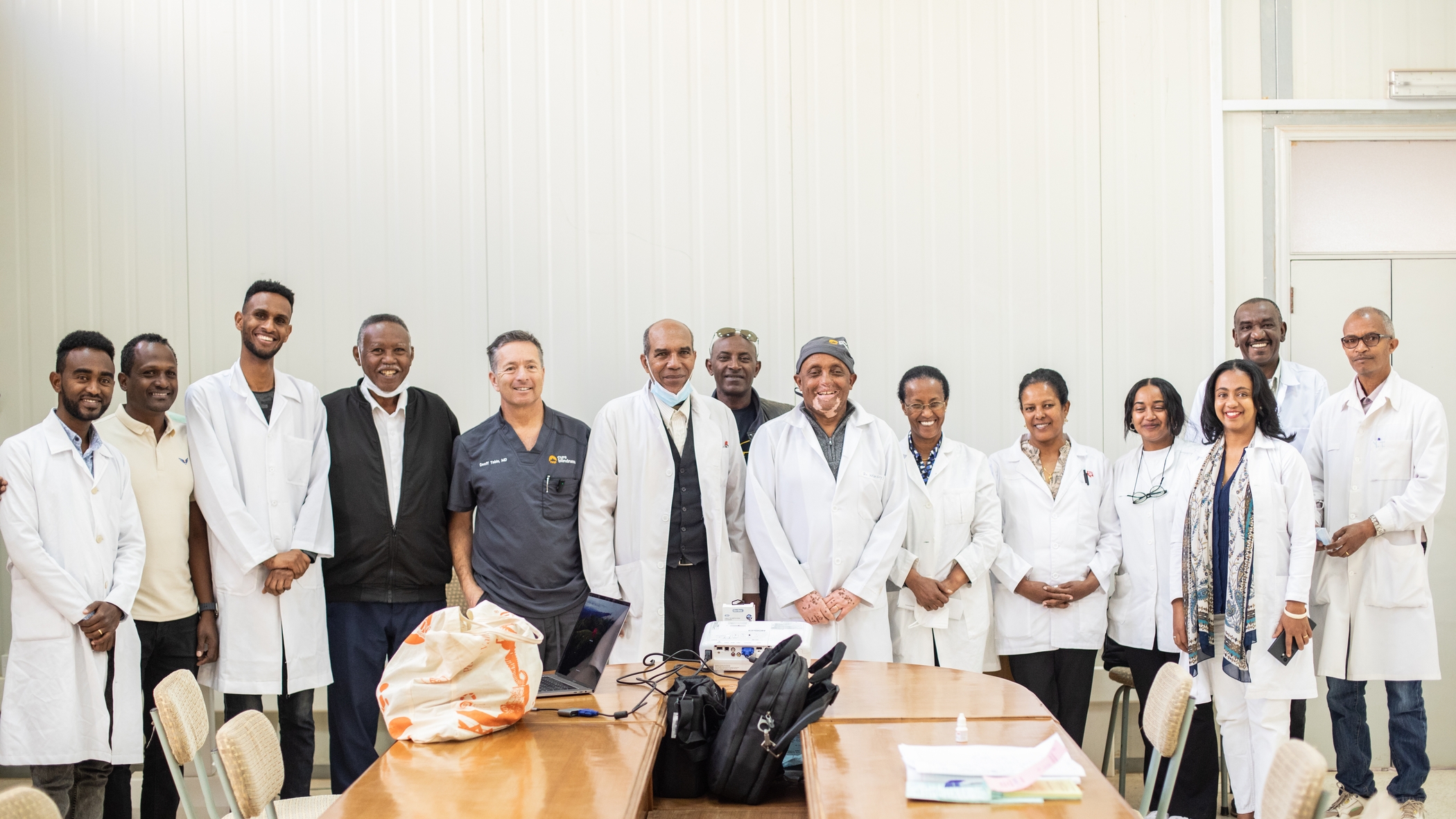 HCP Co-founder Dr. Geoff Tabin with doctors and residents at Berhan Aini Hospital, Asmara, Eritrea.