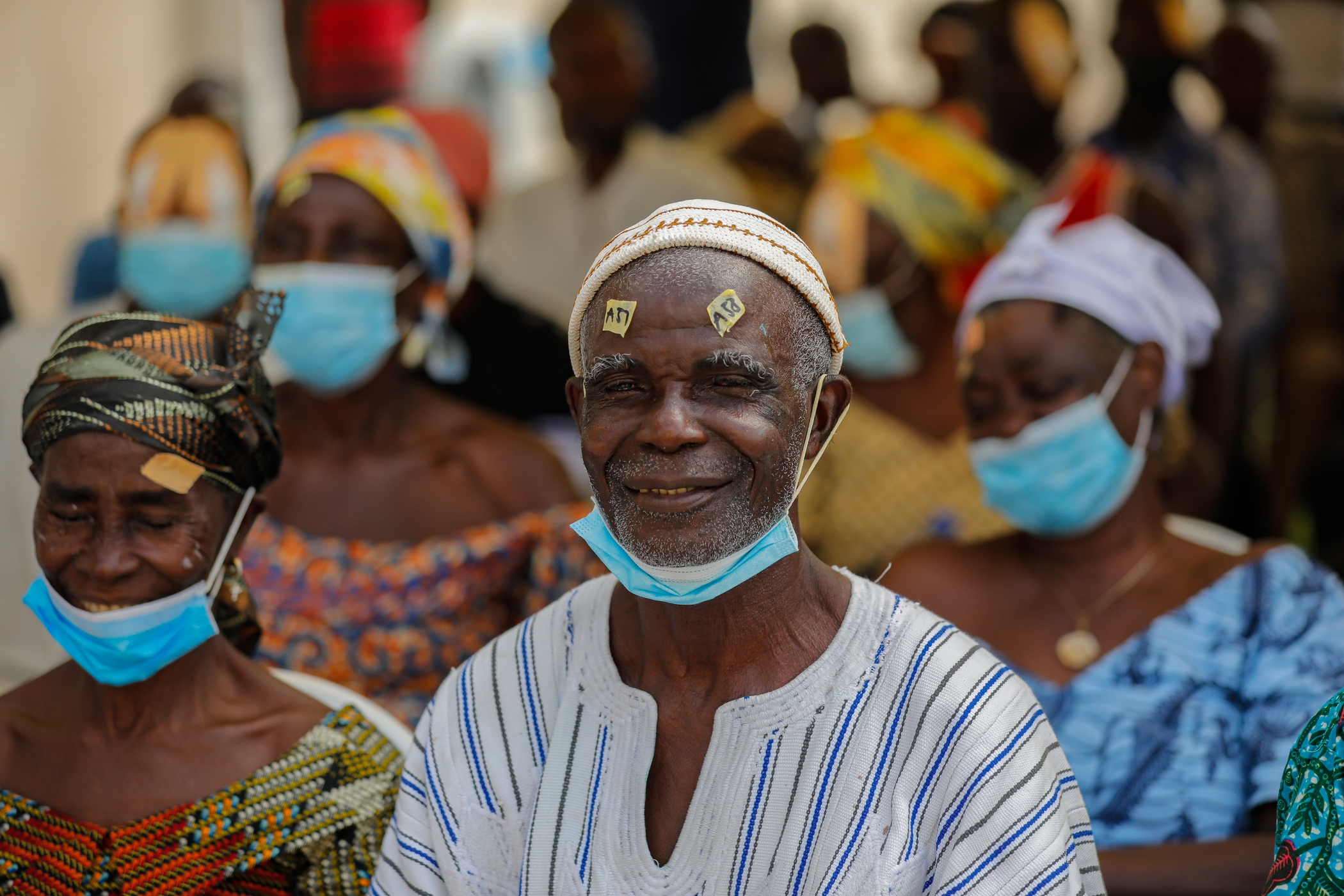 Thomas Badu smiles after cataract surgery restores his eyesight at the Eastern Regional Hospital, Koforidua, Ghana.